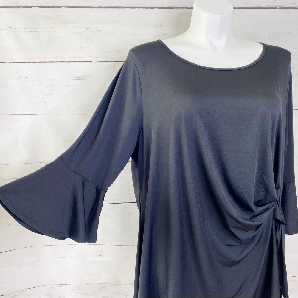 NWT Chenault Bell Sleeve Cross Knot Black Blouse